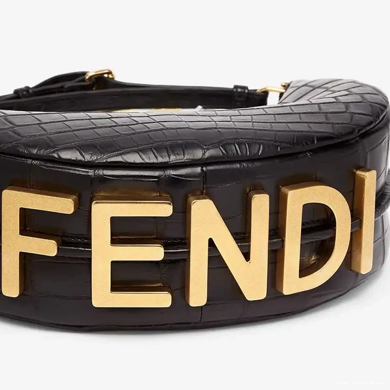 Cheap Bag In Hobo Fendigraphy Fendi Small Leather Crocodile Black 0625